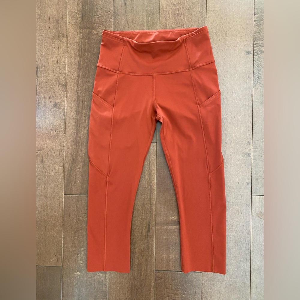 LULULEMON Women’s Invigorate High Rise Leggings Cropped Burnt Orange SZ 4